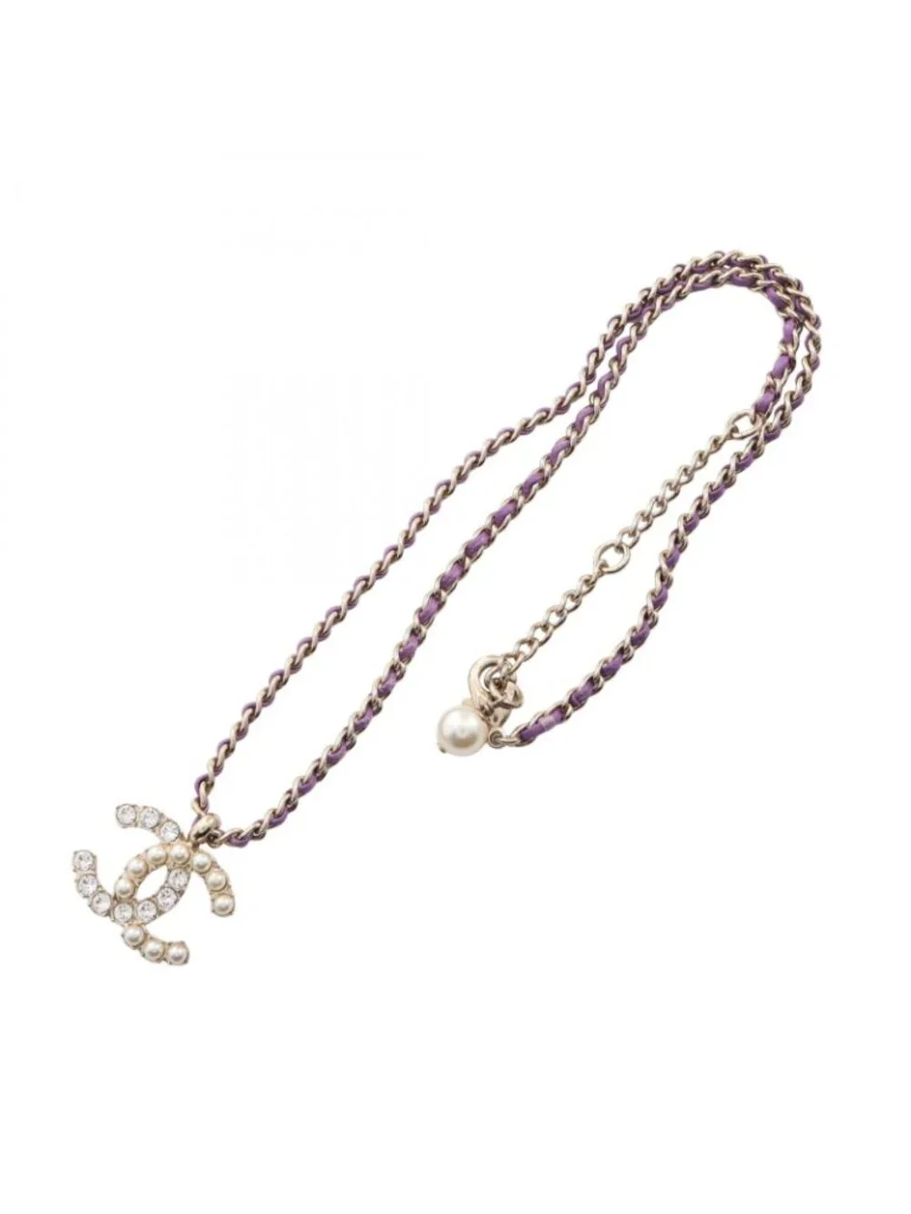 Chanel Necklace CC Logo Leather
